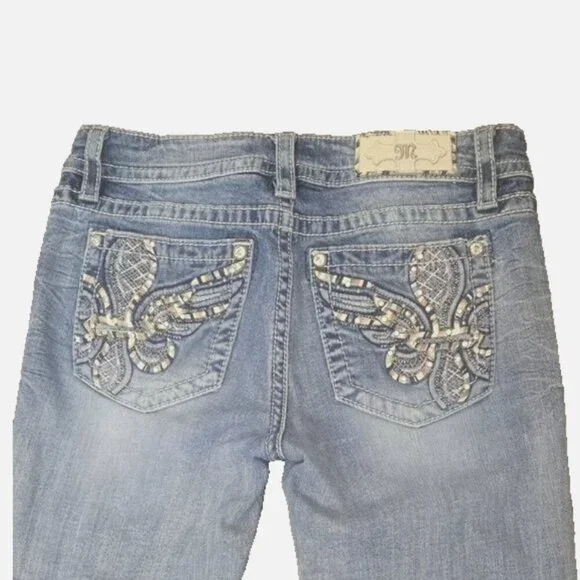 Miss Me Capri Jeans Sz 28 Fleua de Lis M3532 - Picture 5 of 12
